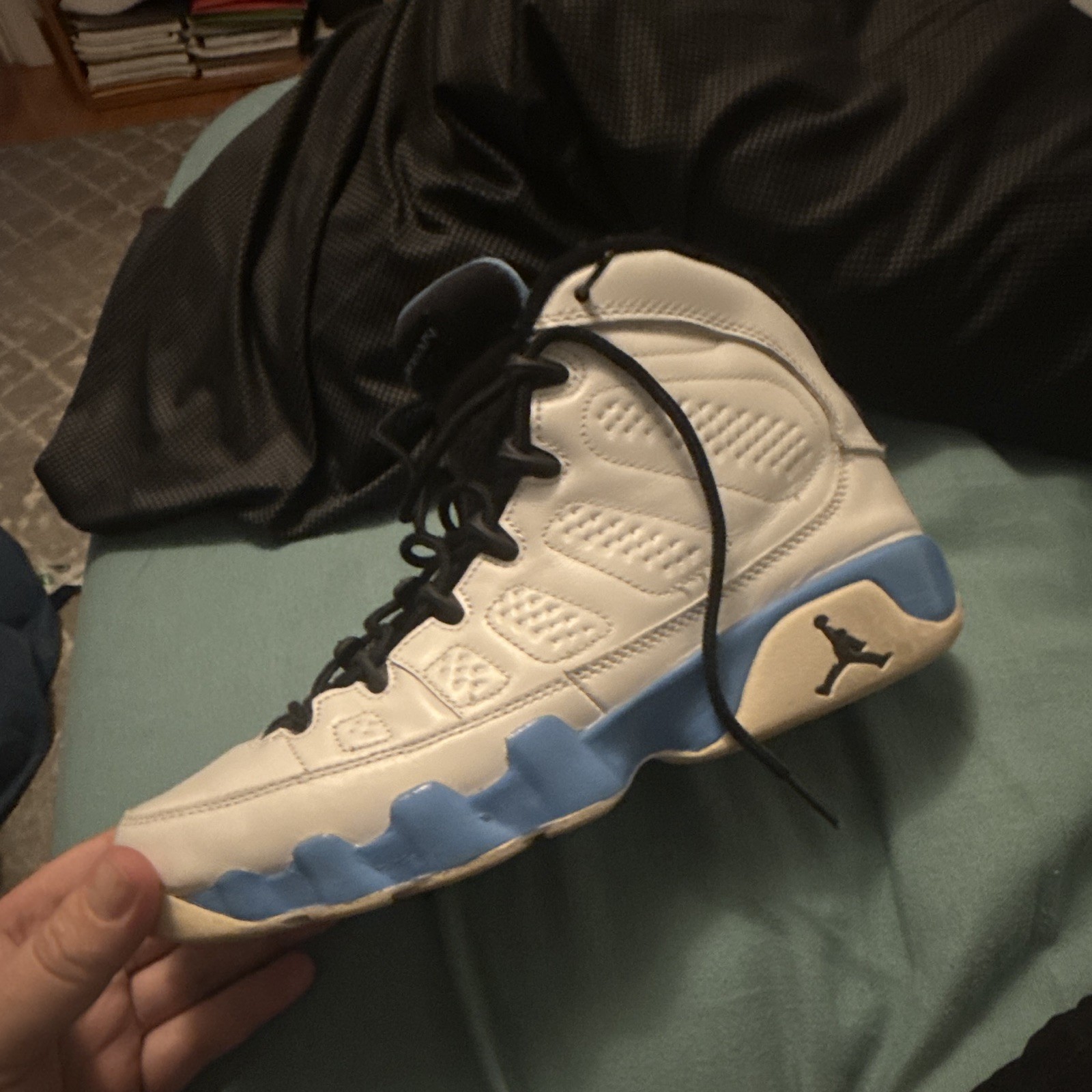 Jordan Air Jordan 9 Retro GS White/Blue/Black High Top Sneakers 6.5Y