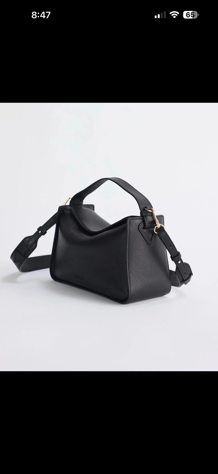 The Horse Black Clementine Shoulder Bag Detachable Adjustable Strap Gold HW