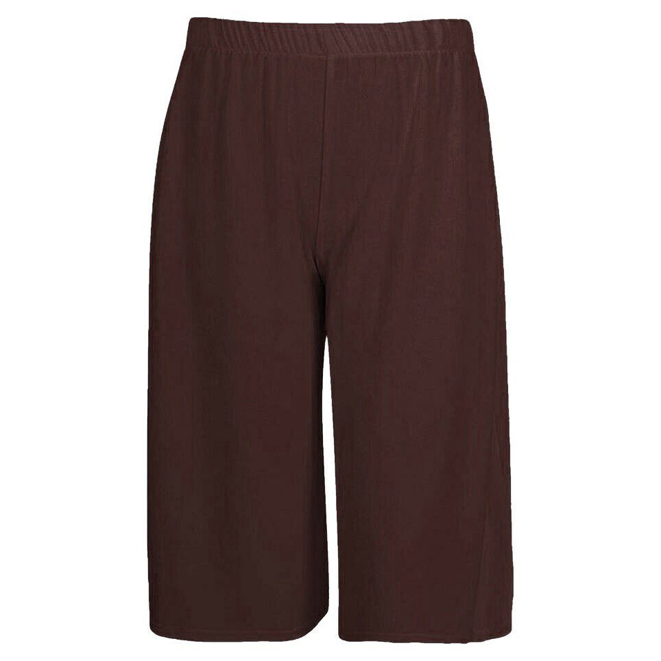 Womens 3/4 Palazzo Trousers Ladies Elasticated Stretch Wide Leg Shorts 8-26