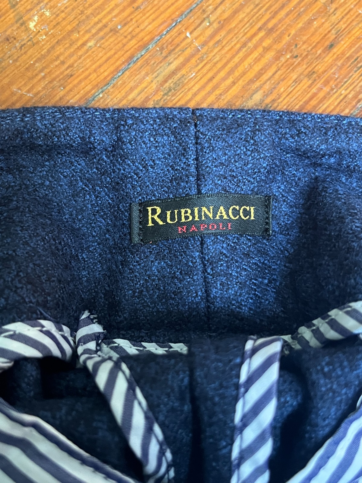 $700 Rubinacci Napoli Pleated Manny Gurkha Pants Melange Blue Flannel 46/30 US