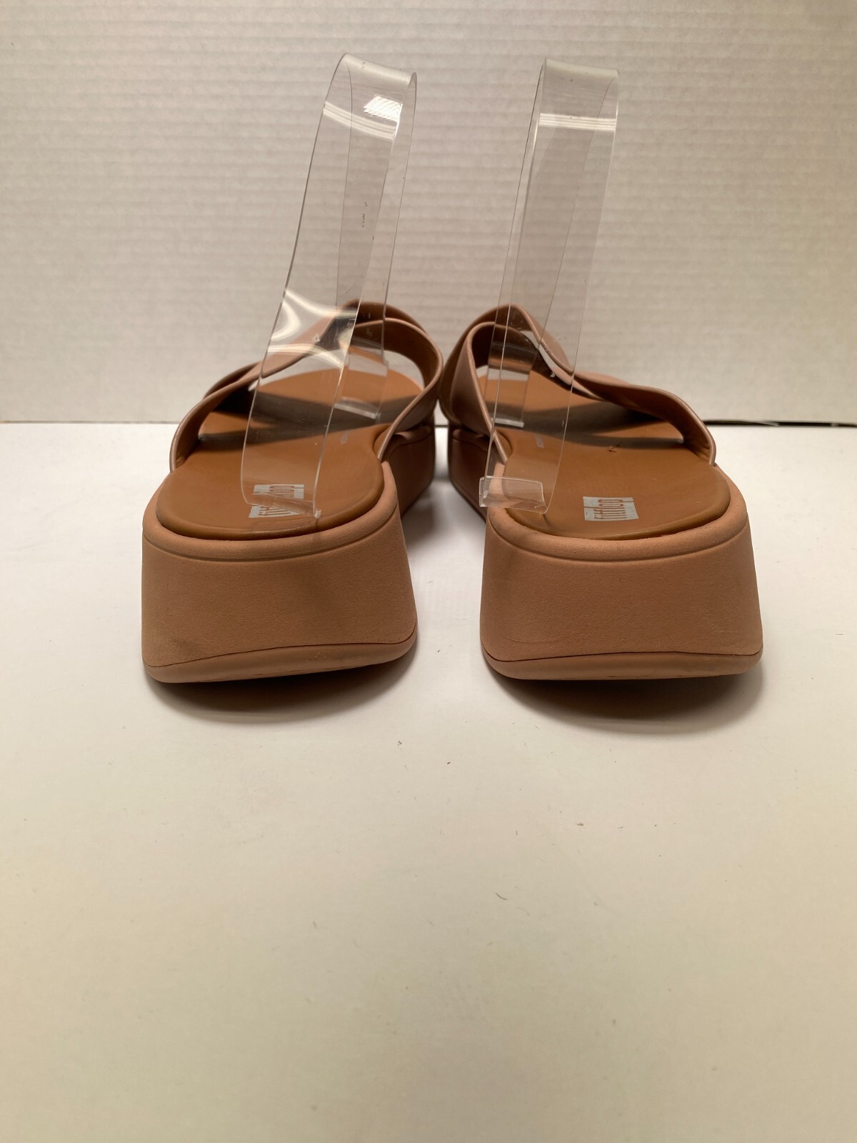 FitFlop F-MODE Women’s Leather Flatform Cross Pink Slides sz 10