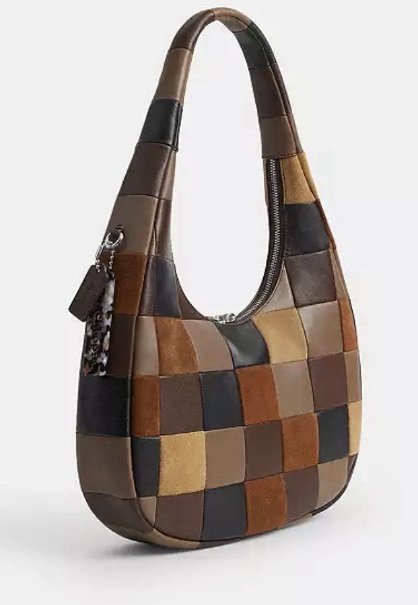 Coach Coachtopia Alter Ego Crescent Shoulder Bag Checkerboard Suede Leather NWT