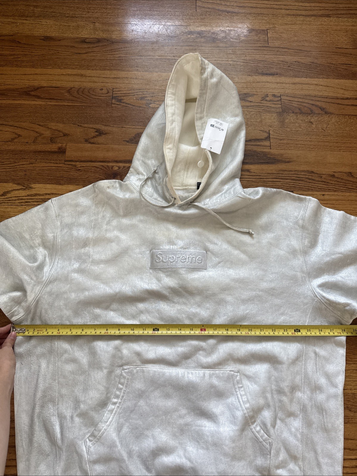 Supreme MM6 Maison Margiela Foil Box Logo Hooded Sweatshirt White Size XL C22