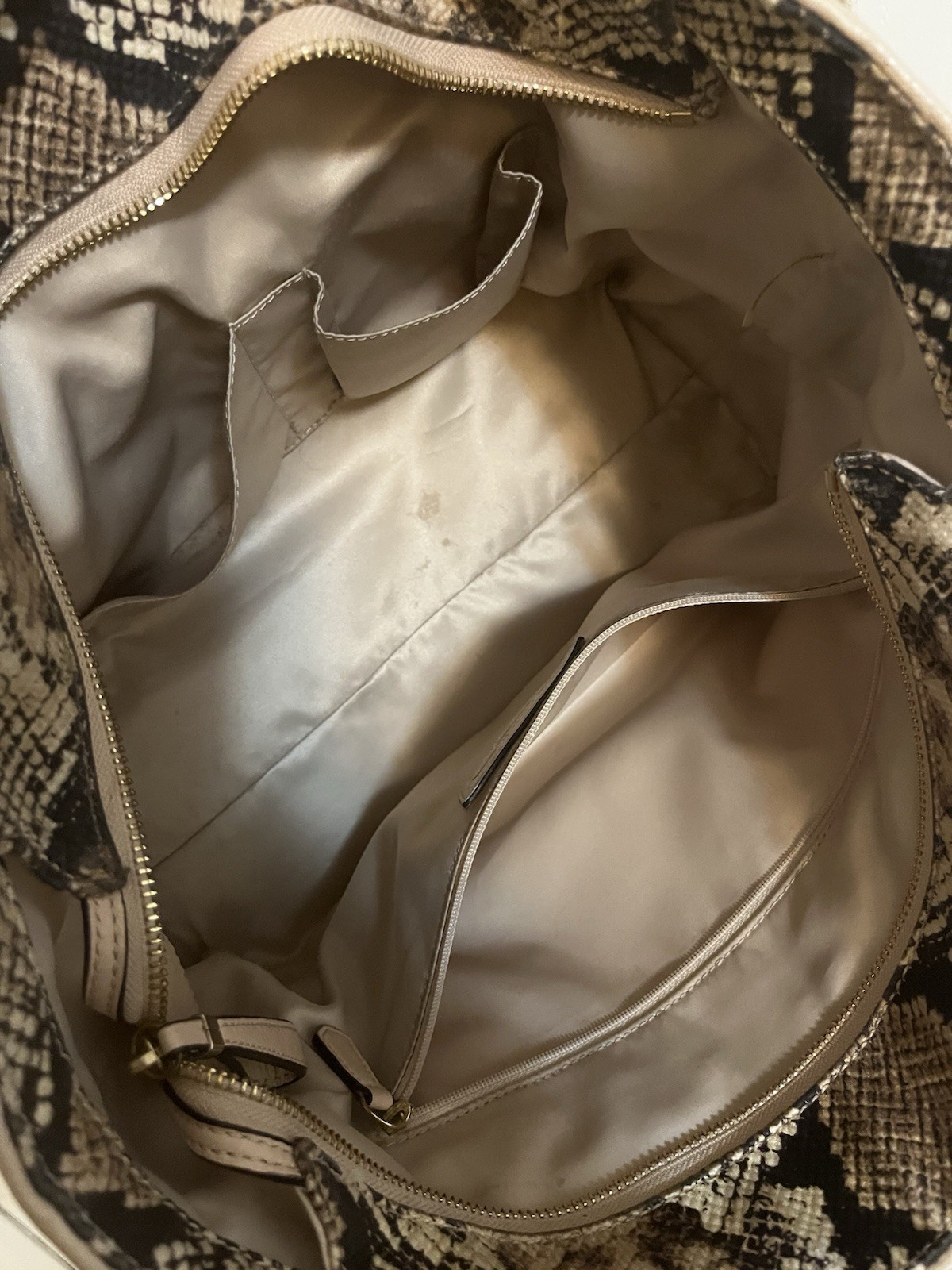 Coach Madison East/West Tote in Python Print Fabric snake skin gold hardware