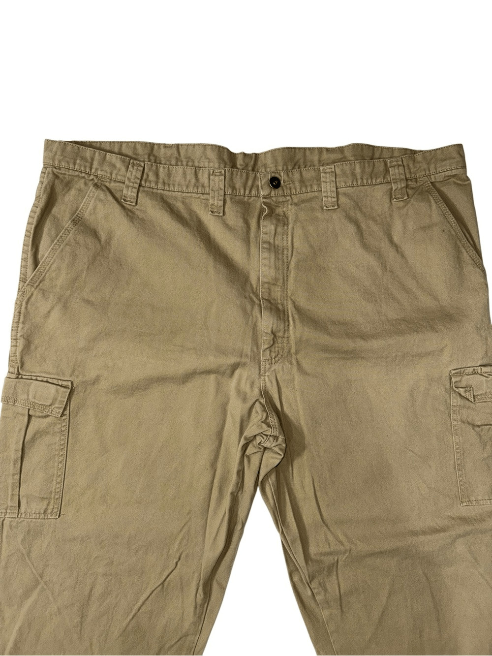 Wrangler Solid Tan Cargo 100% Cotton Pants Relaxed Fit size 46 x 32