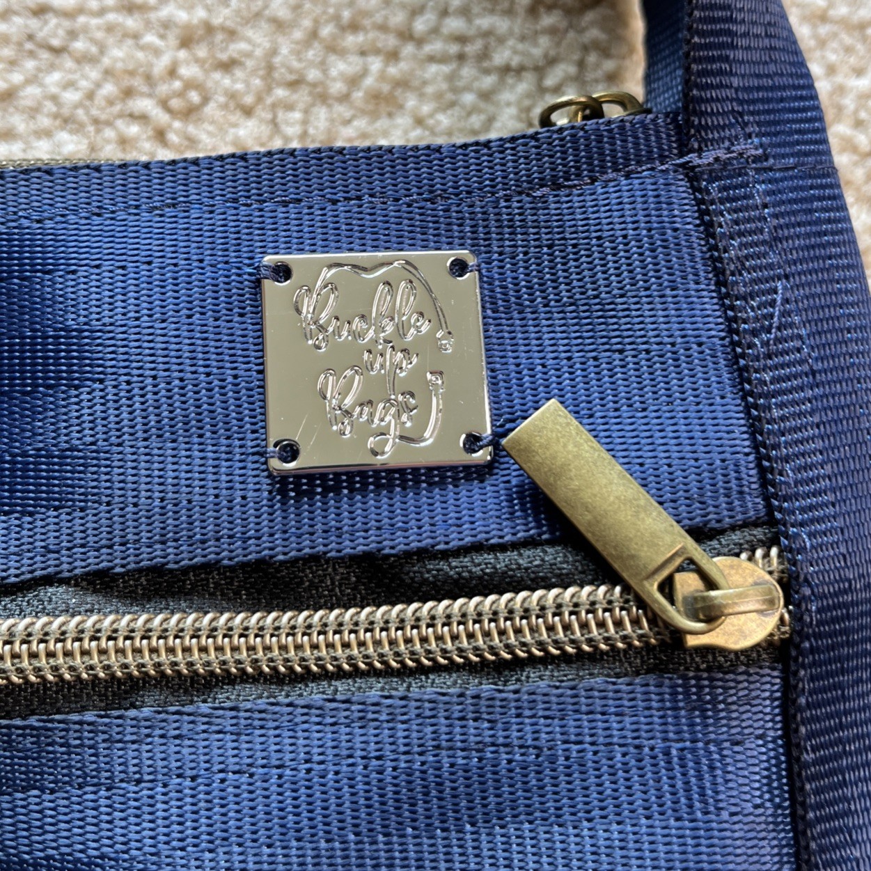 Buckle Up Bags Blue Floral Large Crossbody Hipster (Similar to Harveys Seatbelt)