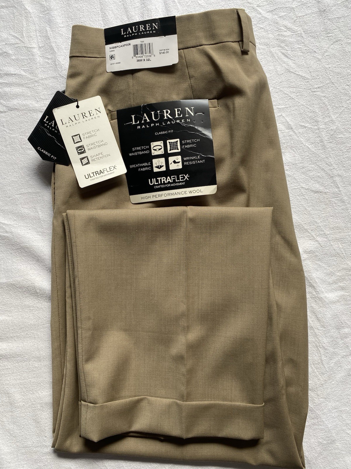 Lauren Ralph Lauren Suit Pants Ultraflex Suit Separates Tan Size 38w x 32L NWT