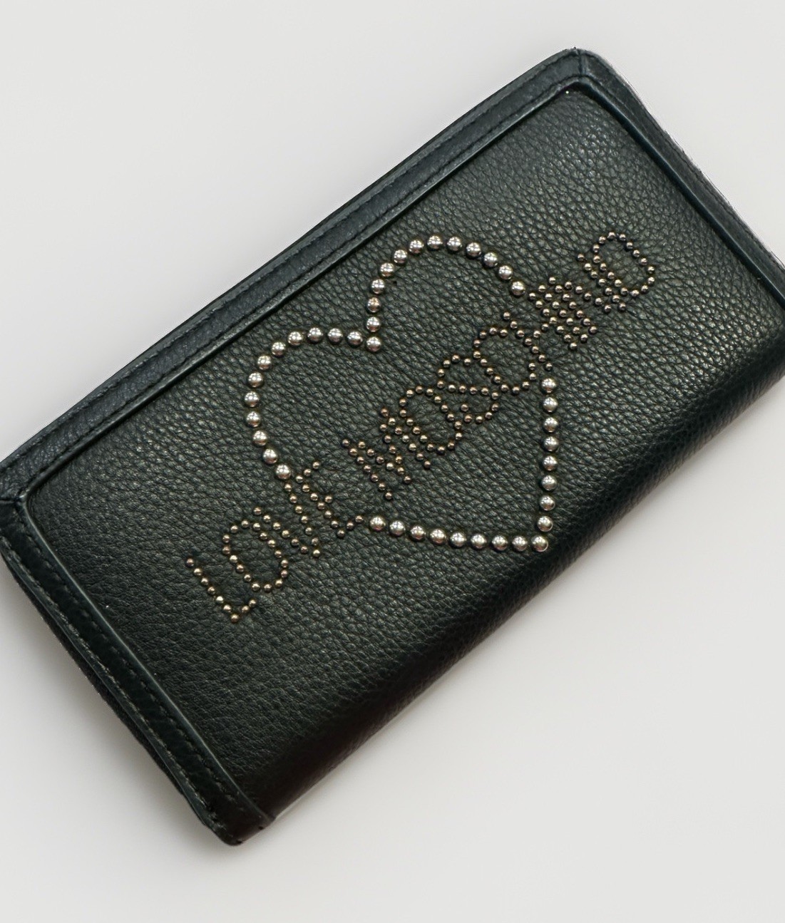 love 💗 moschino Black Leather Zip Around Wallet With Studs
