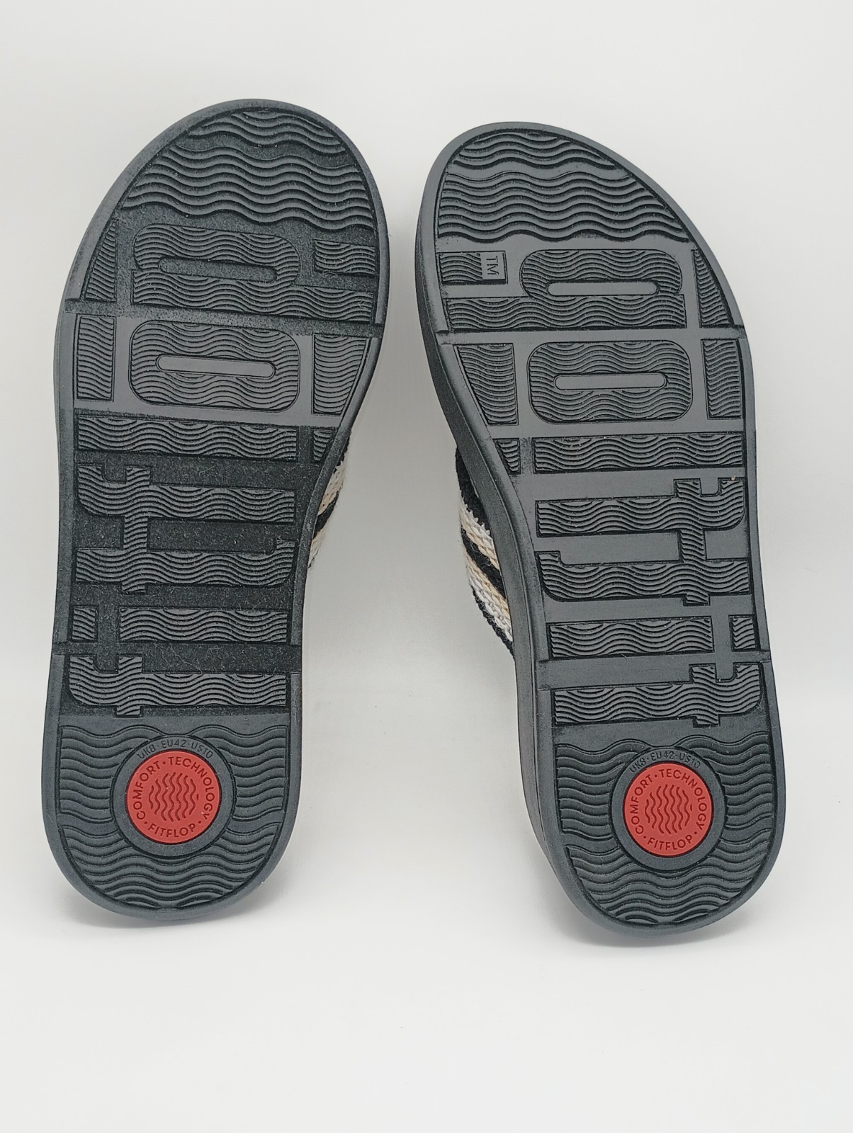 Fitflop F-Mode Womens Crochet Flatform Thong Flip Flop Sandals Shoes Sz 10 Black