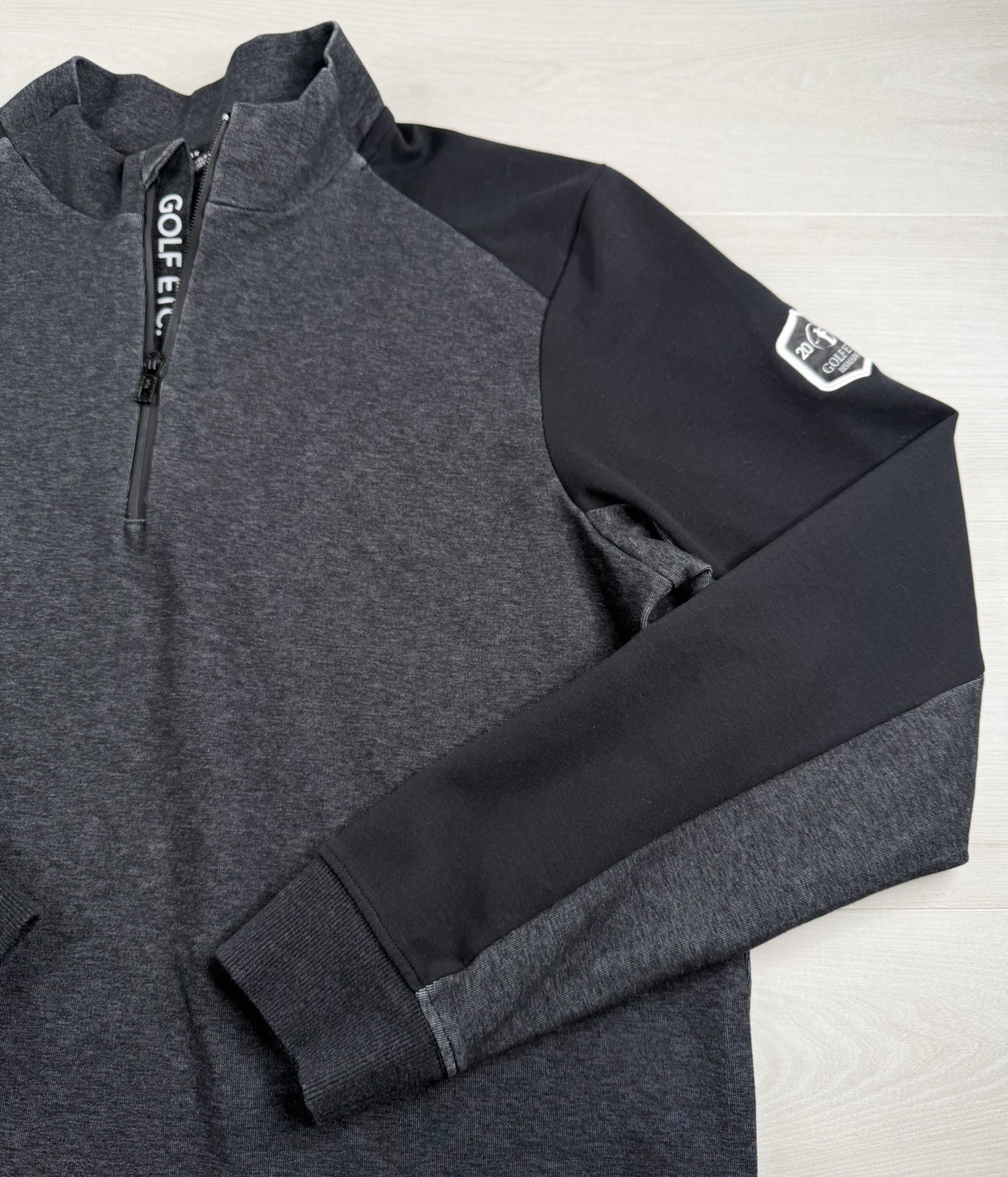 Levelwear Golf Pullover Black Gray 1/4 Zip Tech Sweater Performance Stretch L