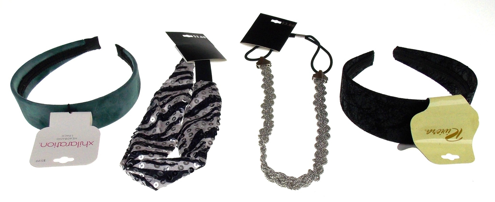 Headbands Xhilaration Riviera Lot 4 Assorted Hair Fabric Plastic Bling Sequins