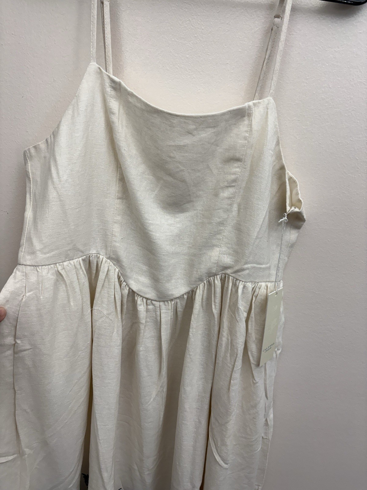 Calypso St Barth Ivory Linen Blend Boho Maxi Dress L Animal Print Resort Coastal