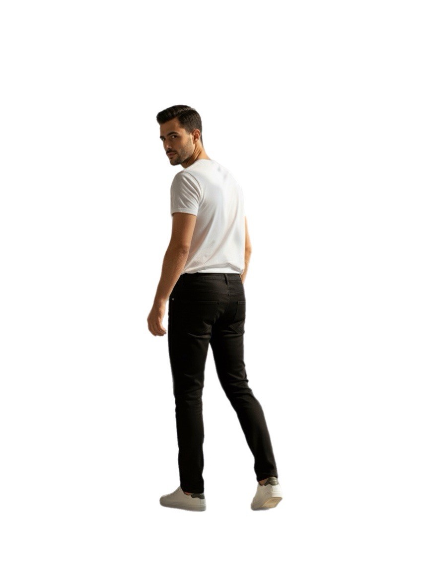 Men’s Black Slim Fit Stretch Jeans Classic Straight Cut Denim Pants