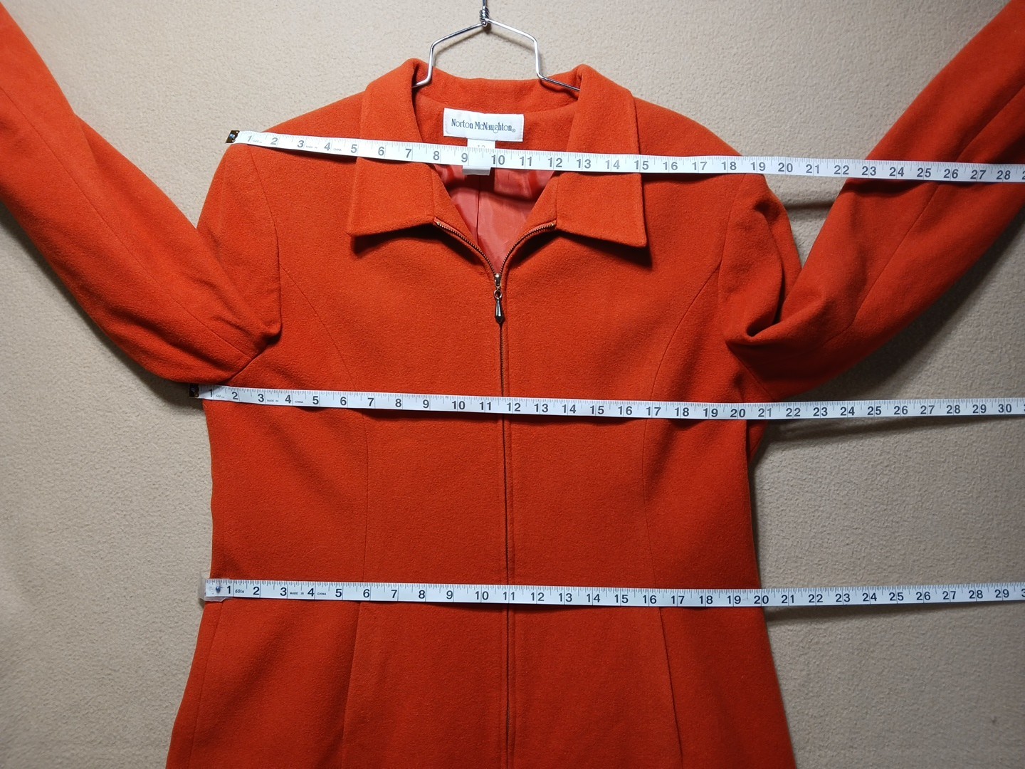 Norton McNaughton Jacket Size 12 Wool/Cashmere Full Zip Burnt Orange Soft A-Line