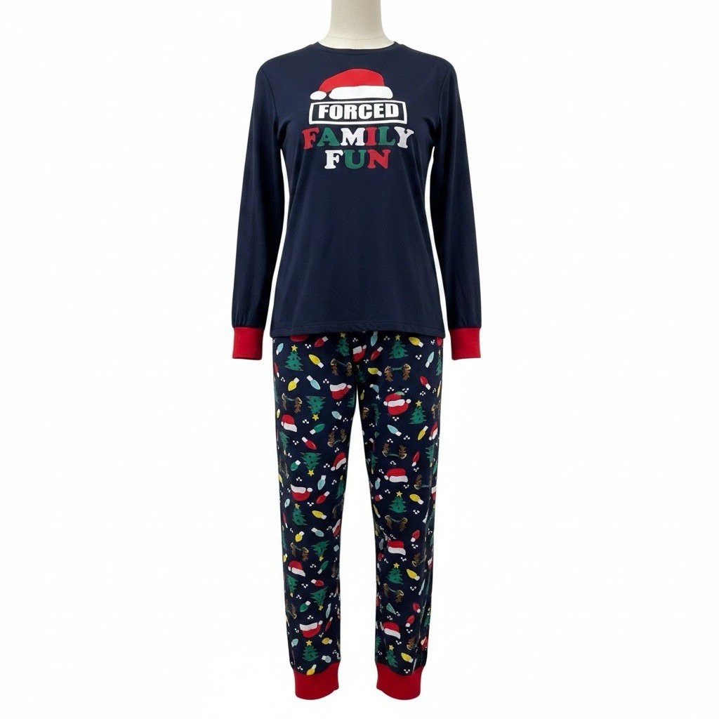 Holiday Time Unisex Kids S (28-30) Navy 2pc Lounge Set Christmas Long Sleeve