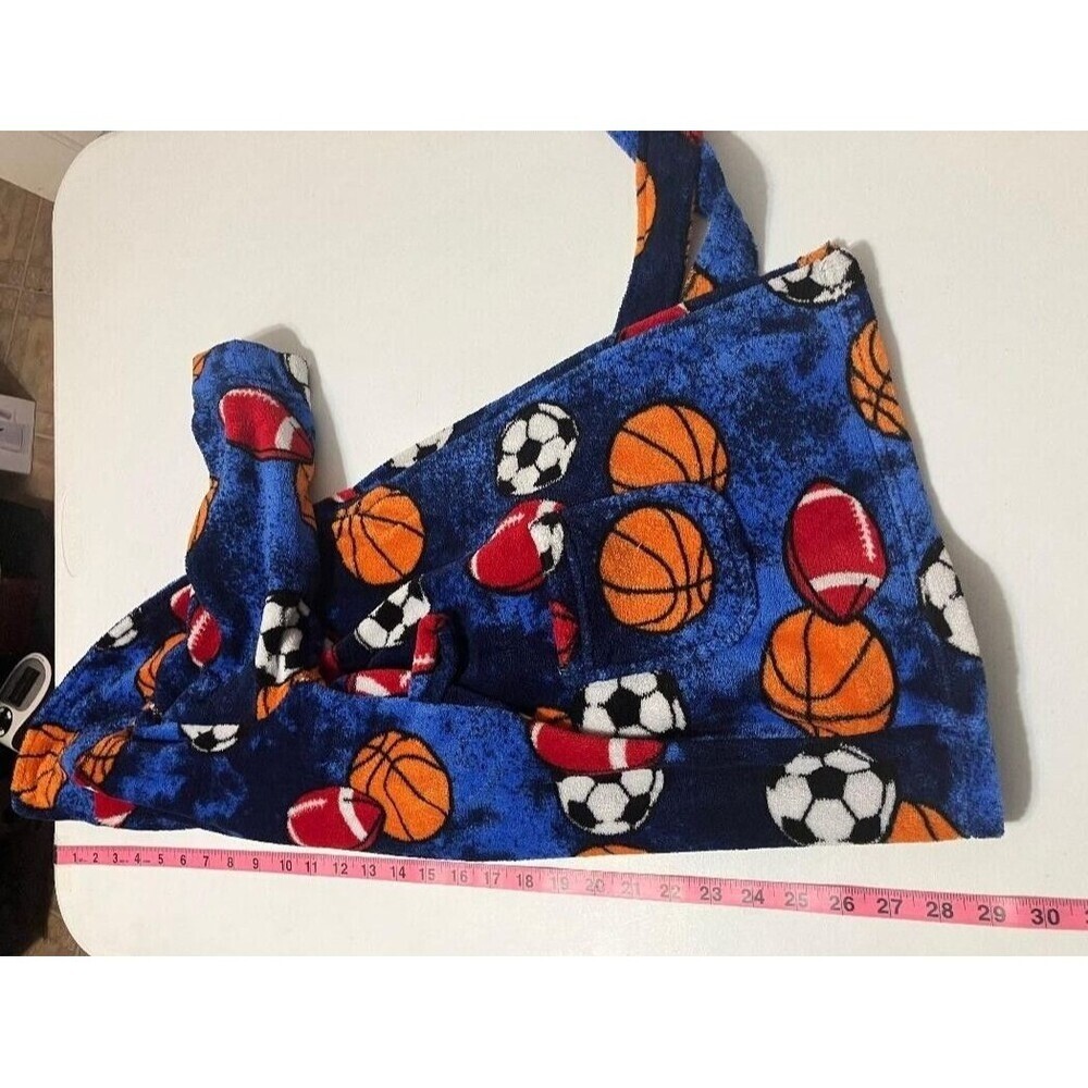 Cherokee Kids Blue Fleece Bath Robe Size S Basketball Football Soccer