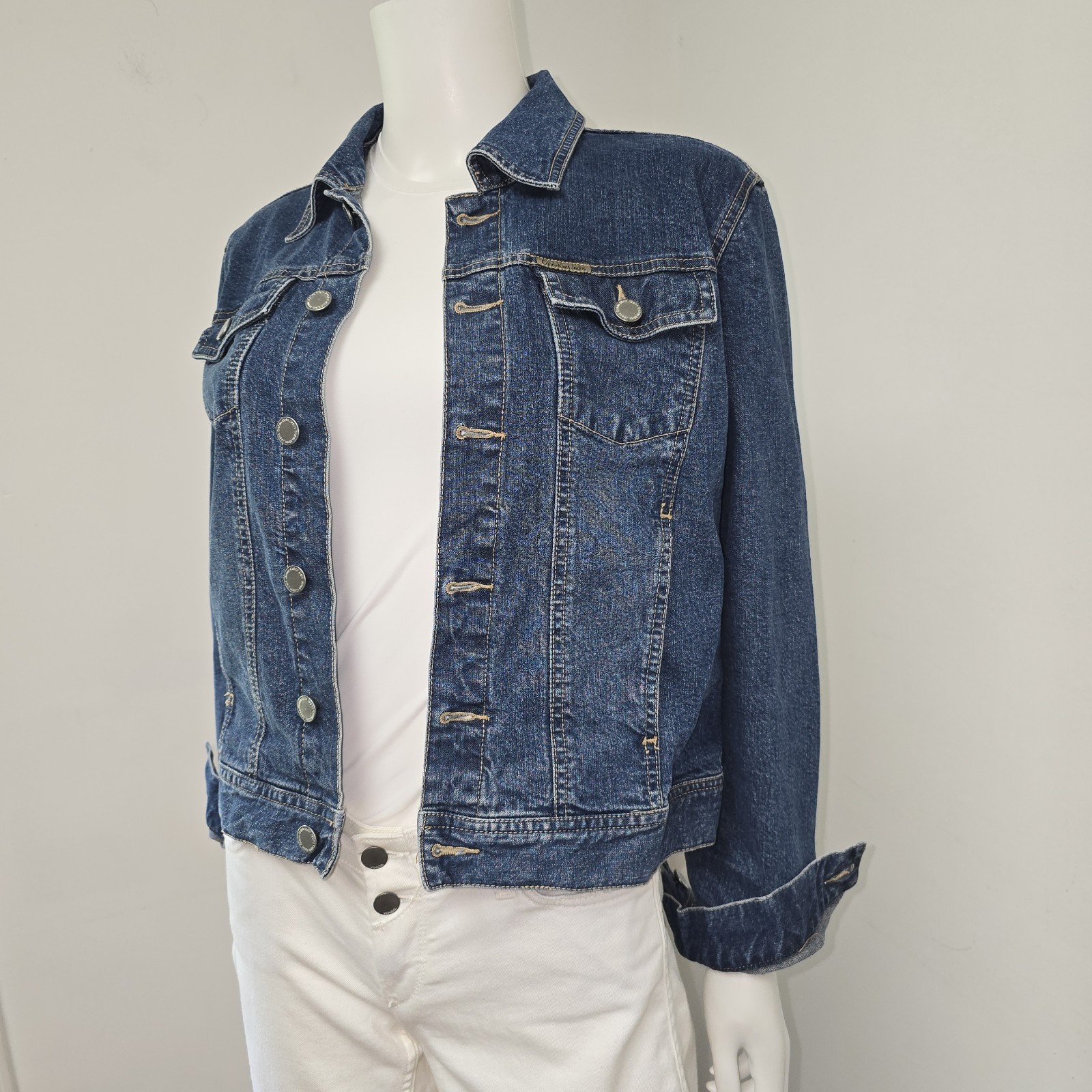 Calvin Klein Jeans Jacket Womens Size M Blue Denim Jean Trucker VTG Hong Kong