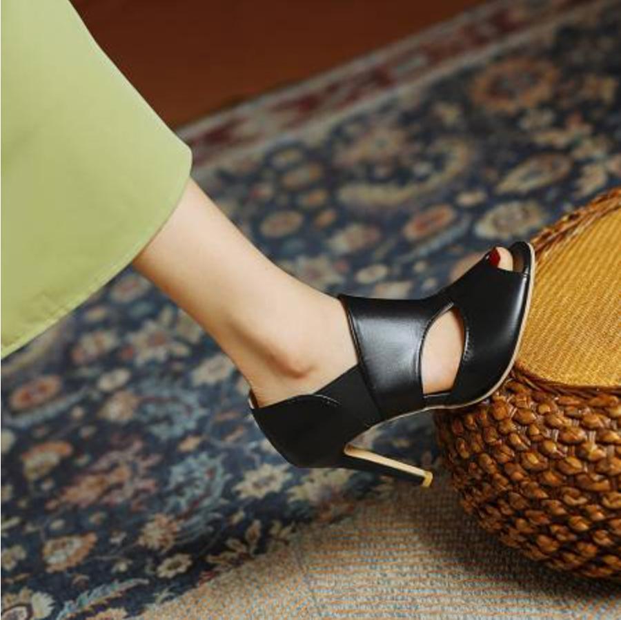 Women’s Peep Toe Hollow Out Sandals High Stiletto Heels Pumps Shoes Plus Size OL