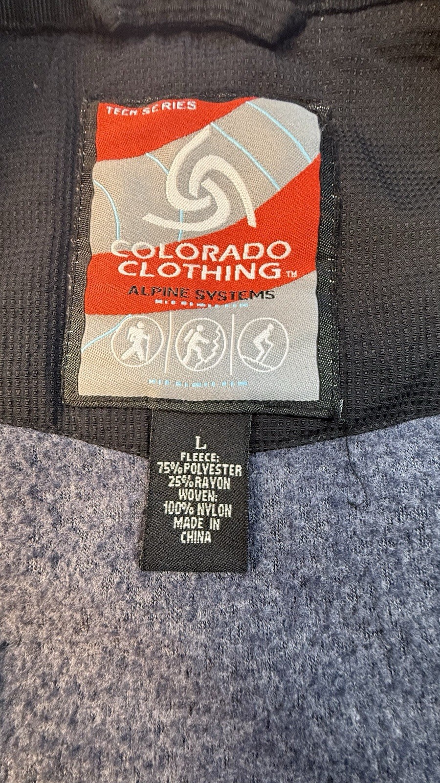 Colorado Clothing Tech Series Fleece Jacket Mens L Full Zip Outdoor Blue Black