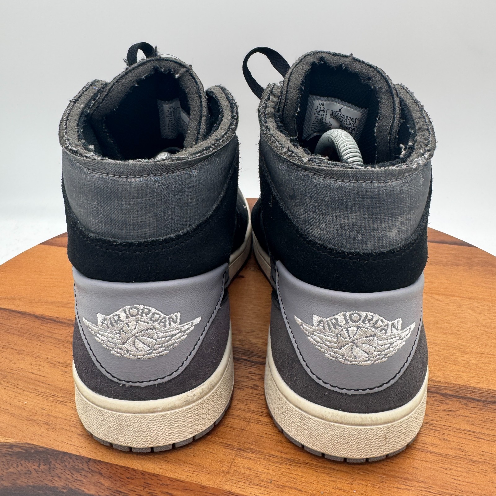 Nike Air Jordan 1 Mid Craft Inside Out Black Grey Mens 11.5 Basketball Sneakers