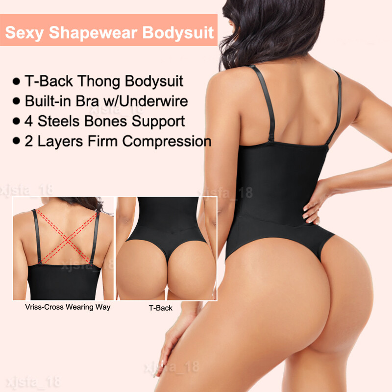 Women’s Seamless Full Body Shaper Bodysuit Tummy Slimming Built-in Bra Shapewear