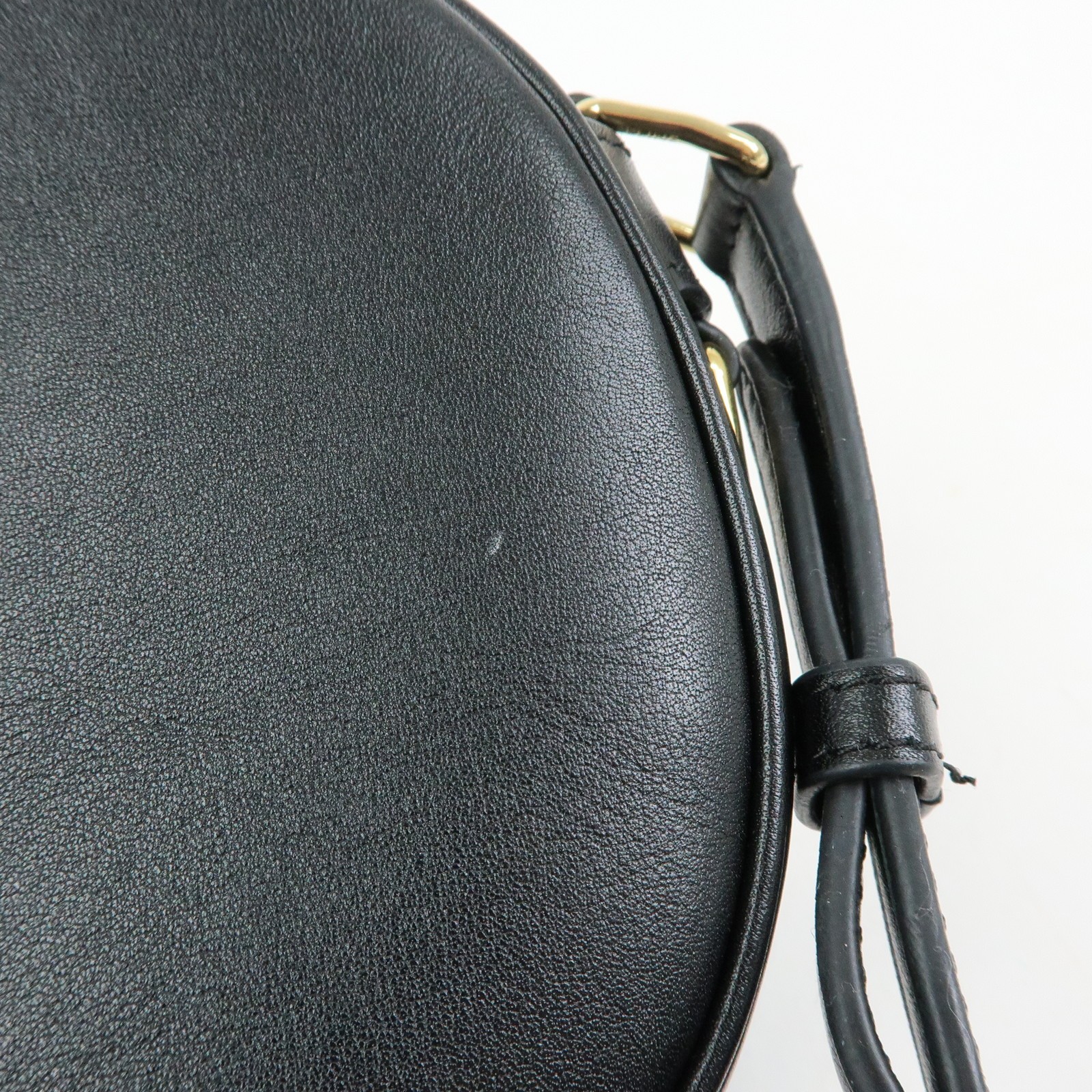 CELINE C Charm Leather Shoulder Bag Crossbody Bag Camera Bag Black Auth Used F/S