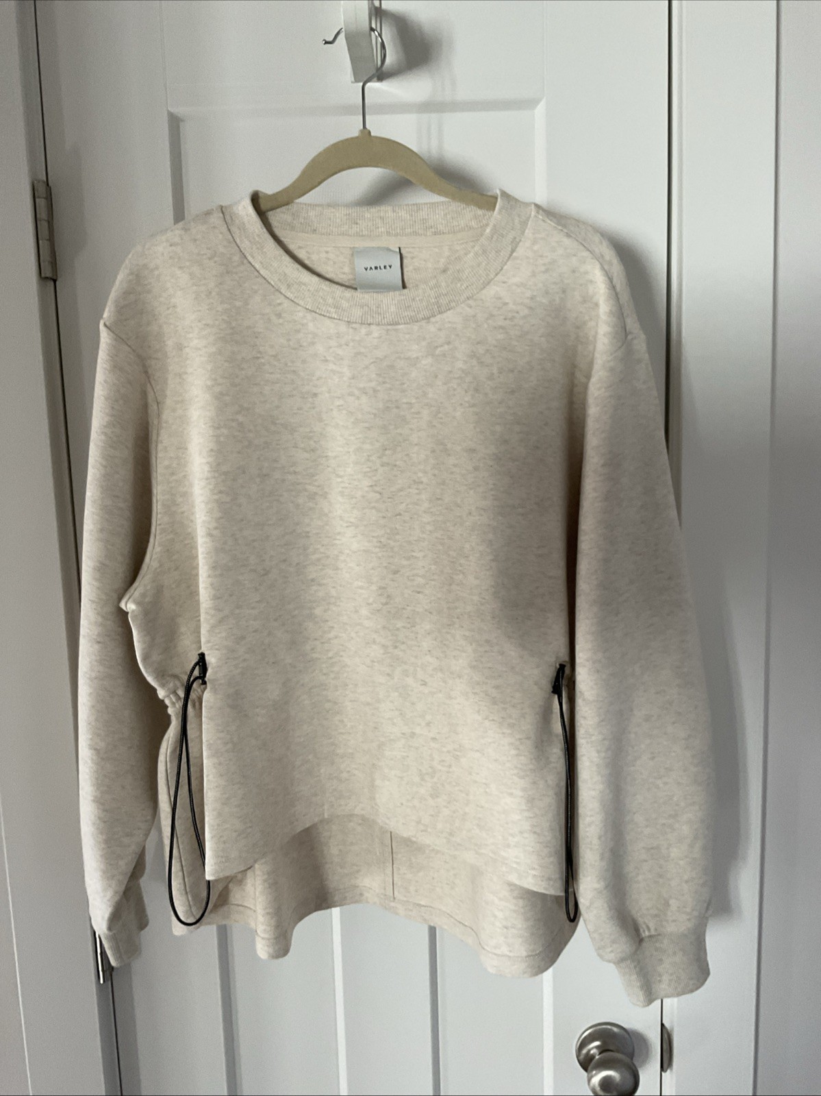 Varley Freya Double Soft High Neck Drawstring Waist Sweatshirt Ivory Marl Medium
