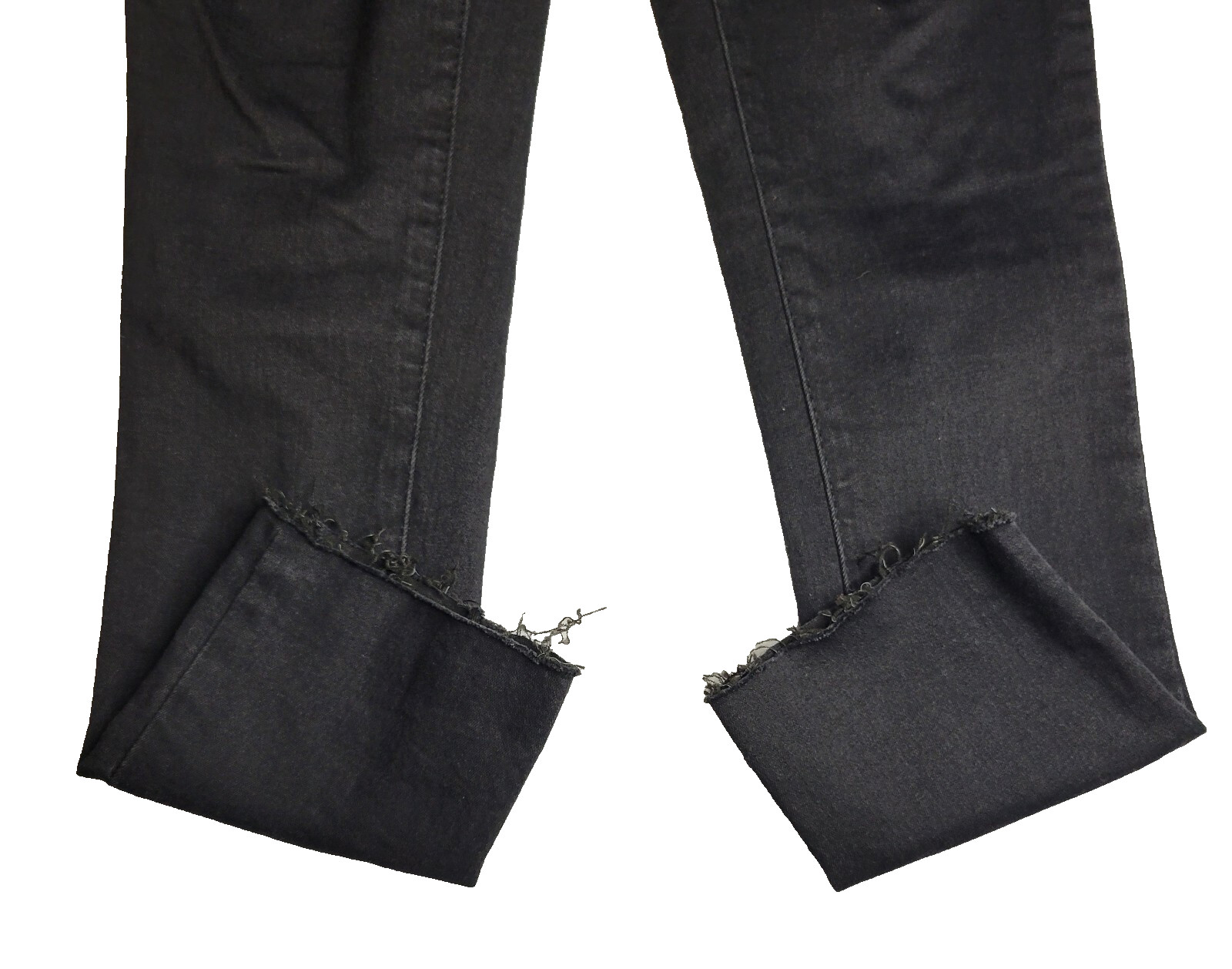 FREE PEOPLE Easy Goes It Pull-On Jeans Sz 24 Black Stretch Raw Hem Jeggings