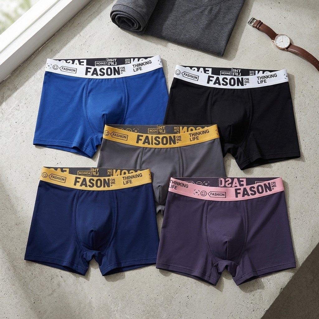5 Pack Men Stretch Boxer Shorts Breathable Comfort Sports Daily Underwear Trunks