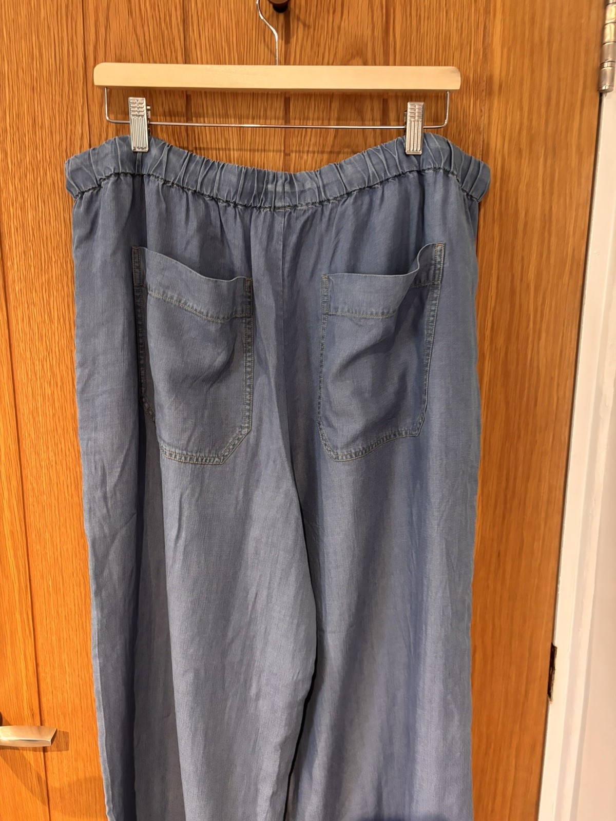 Hush Petunia Lyocell Wide Leg Lightweight Trousers Blue Drawstring Waist UK18-20