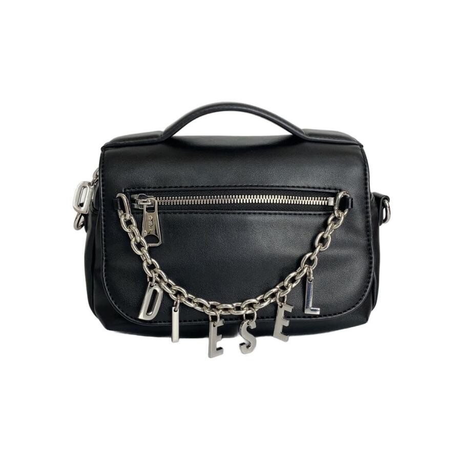 DIESEL P6727 Leather Black Shoulder Bag Mens Zip Top Handle