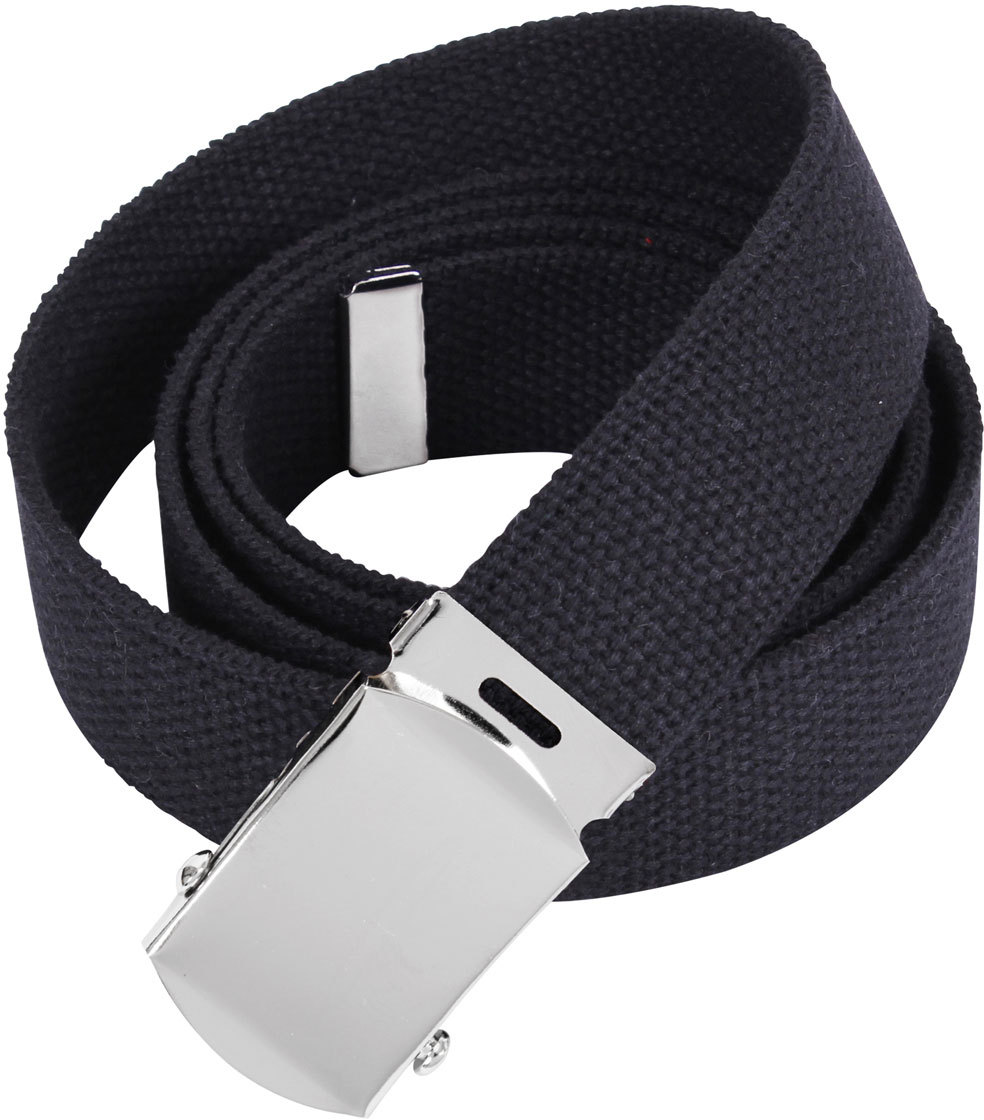 Black Military 100% Cotton Web Belt with Silver Chrome Buckle 1.25″ Wide