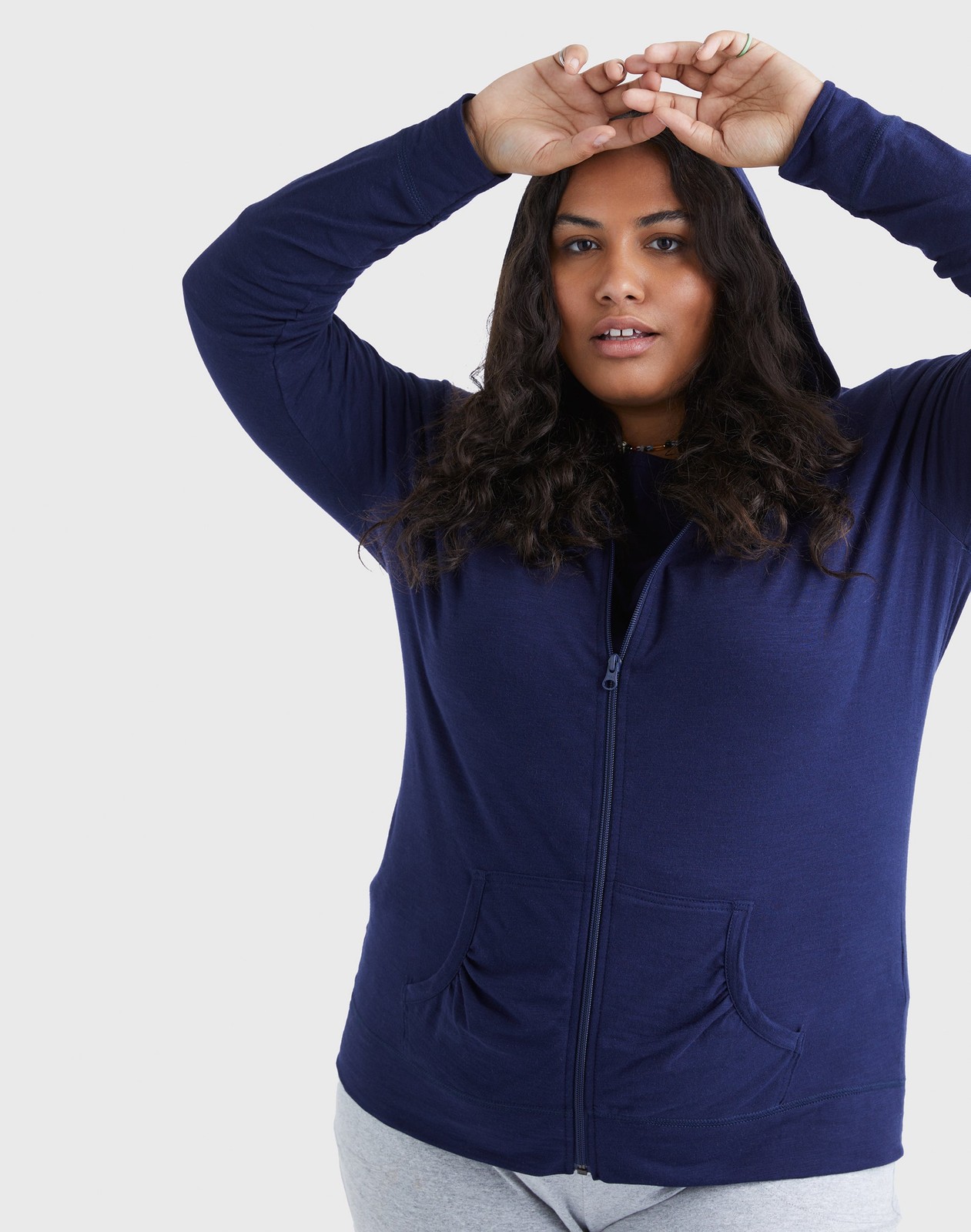 Just My Size Hoodie Women Full-Zip SlubCotton Lightweight Jersey Packets 1XL-5XL