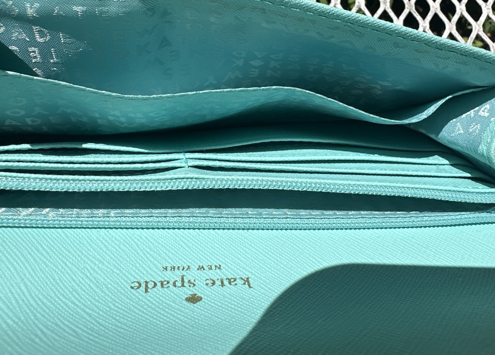 Kate Spade New York Light Blue Wallet Leather 7.75”L Excellent Condition!