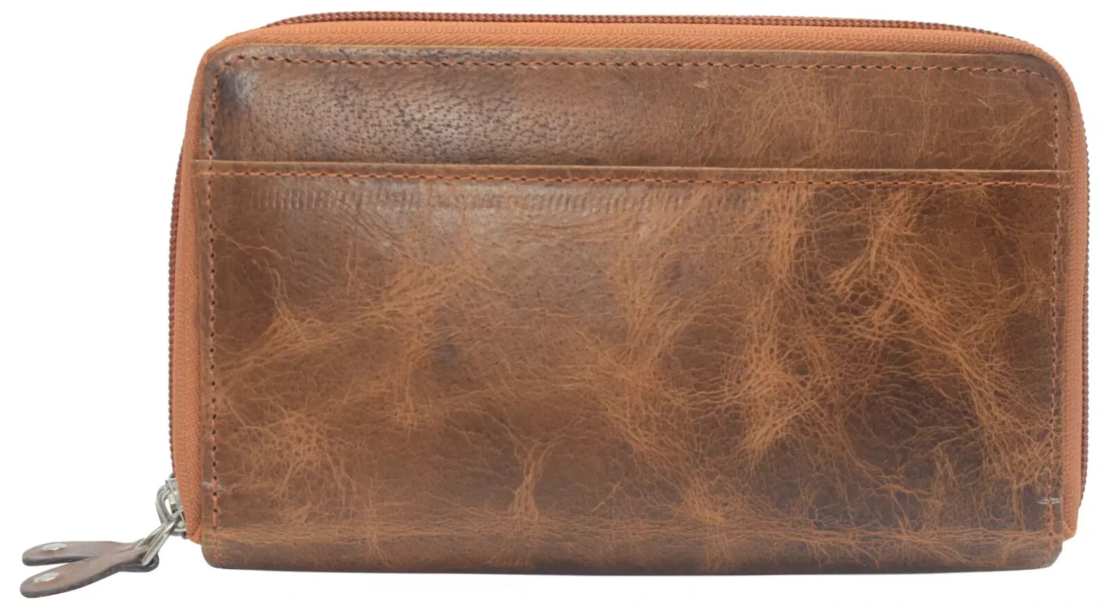 RFID Blocking Genuine Leather Checkbook Secretary Wallet 2 Zipper Card Organizer