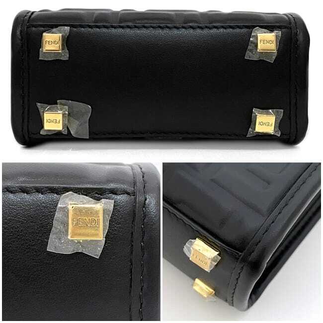 Fendi 2way bag sunshine mini f-21250 black tortoiseshell style 8BS051 unused