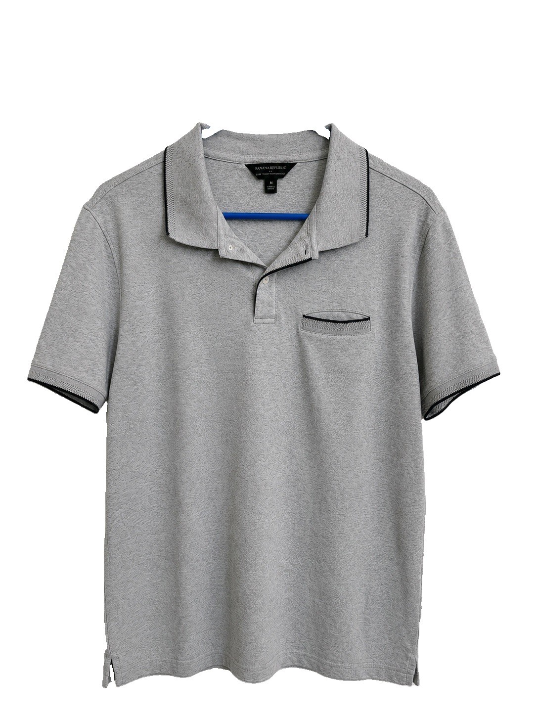 Banana Republic Luxe Touch Performance Men’s Gray Polo Shirt M Pocket Logo