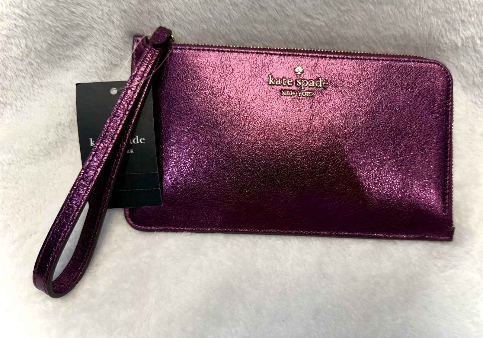 KATE SPADE NEW YORK DARK RASPBERRY METALLIC LEATHER M LUCY