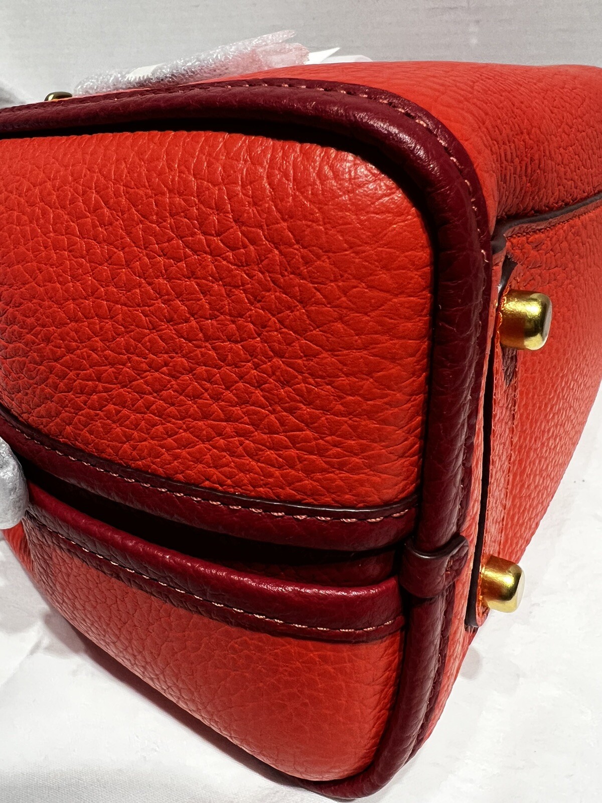 New Coach Lori Shoulder Bag Leather Colorblock Brass/Red Orange Multi C6627