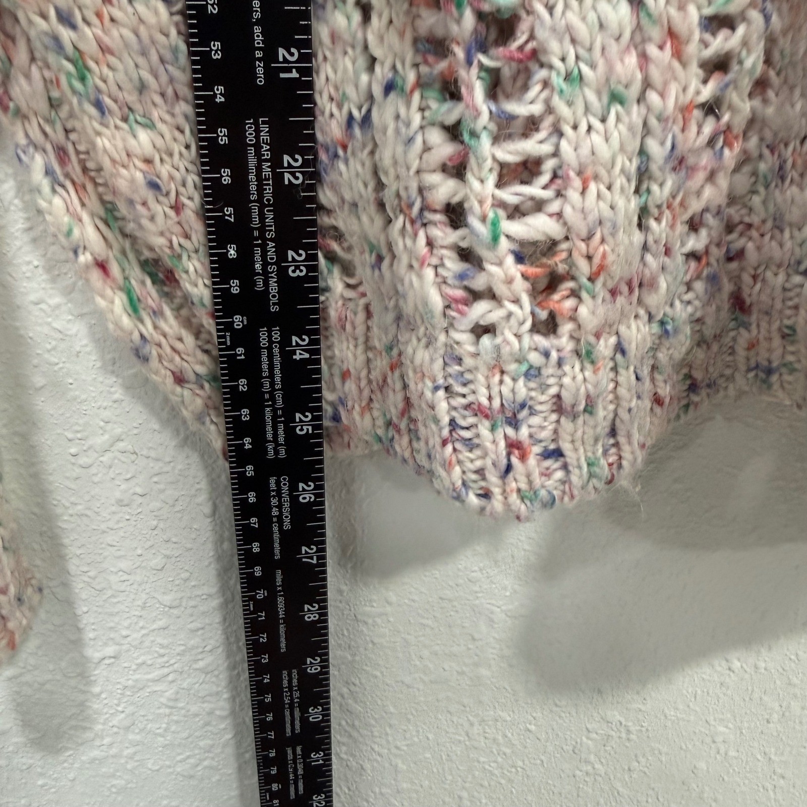 American Eagle Confetti Open Knit Sweater Cream Multi Wool Alpaca XS Womens