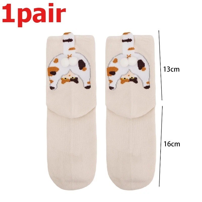Cartoon Cat Butt Socks Funny 3D Animal Cotton Mid Tube Socks Cute Gift Idea