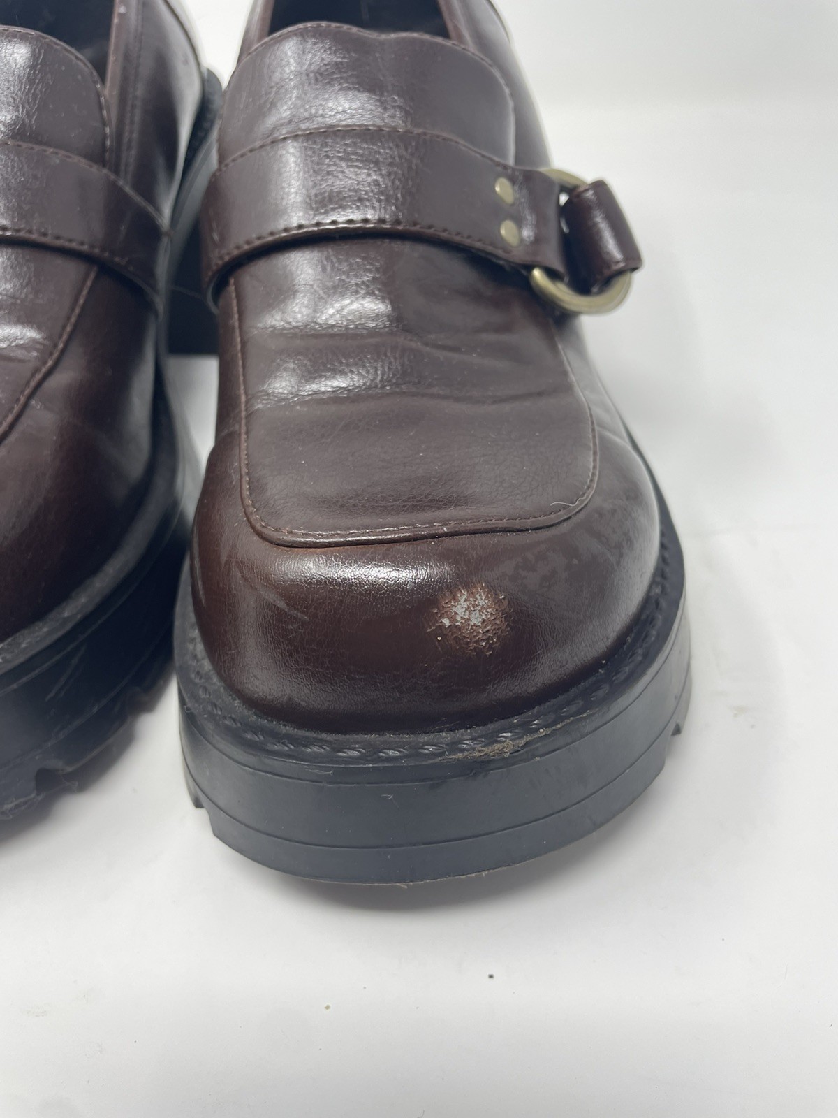 BONGO Women’s Dark Brown Chunky Heeled Platform Loafers SIZE 8.5