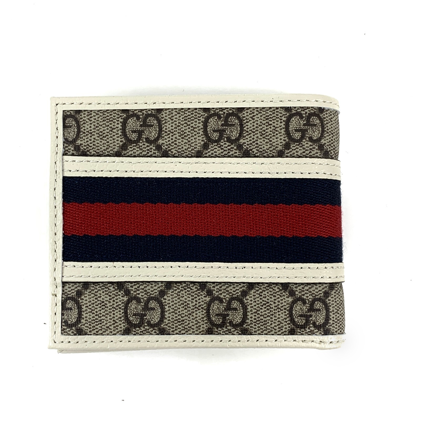 Gucci GG Monogram Web Ophidia Canvas Bi-fold Wallet White 597606 96IWT