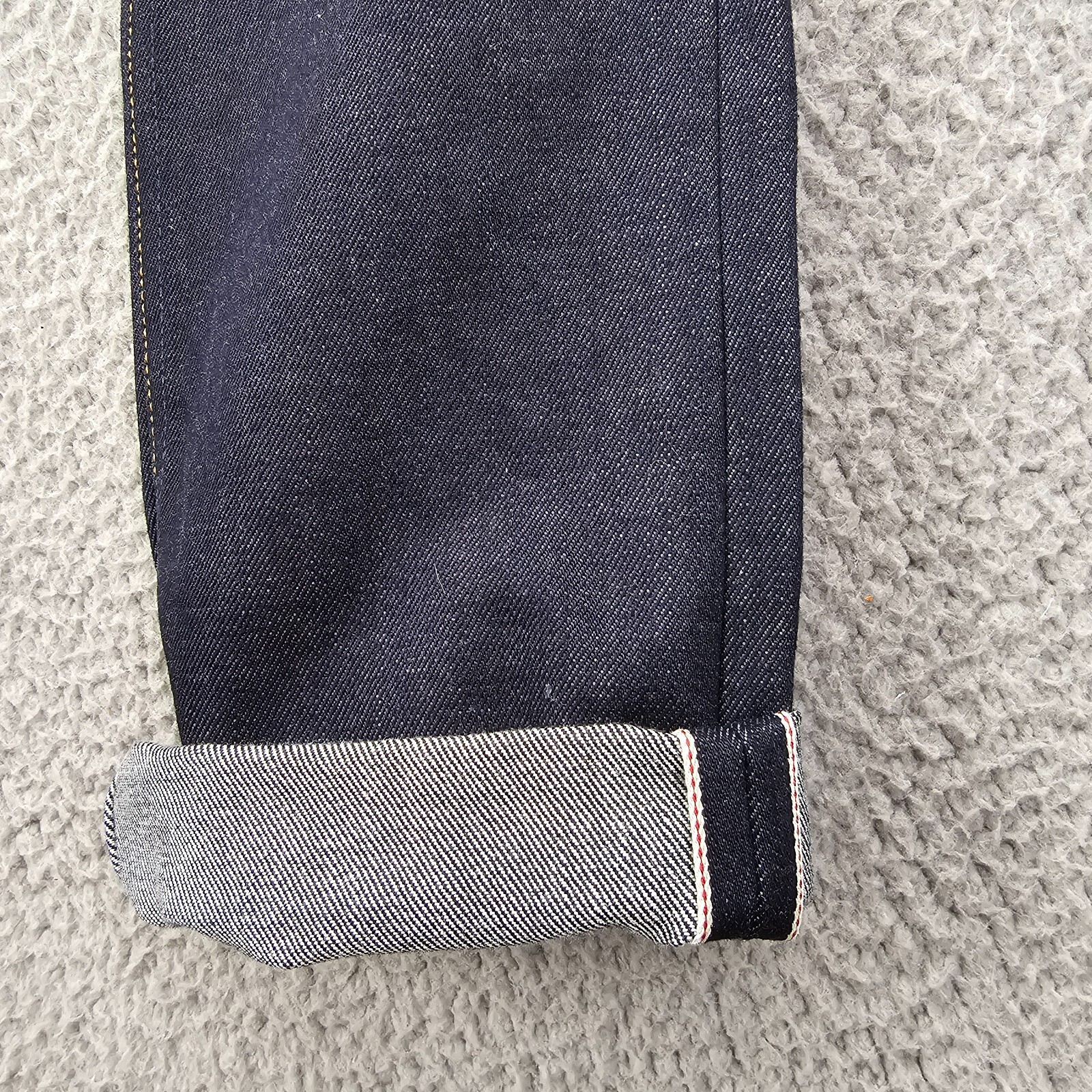 Gustin Selvedge Jeans Mens 31×34 Blue Dark Wash Denim Skinny Button Fly USA