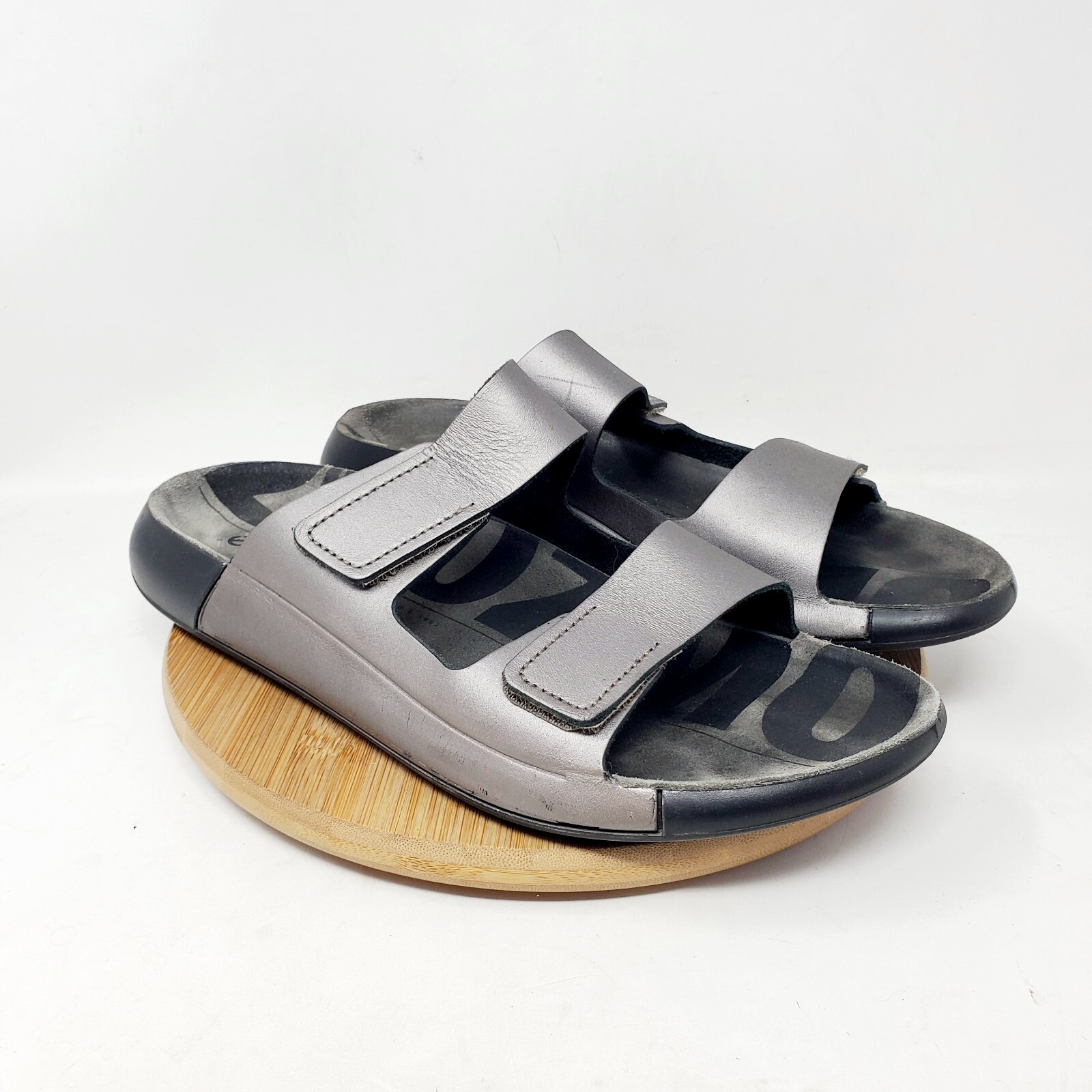 Ecco 2nd Cozmo Sandals Womens 41 Walking Comfort Silver Slide Straps Shoes