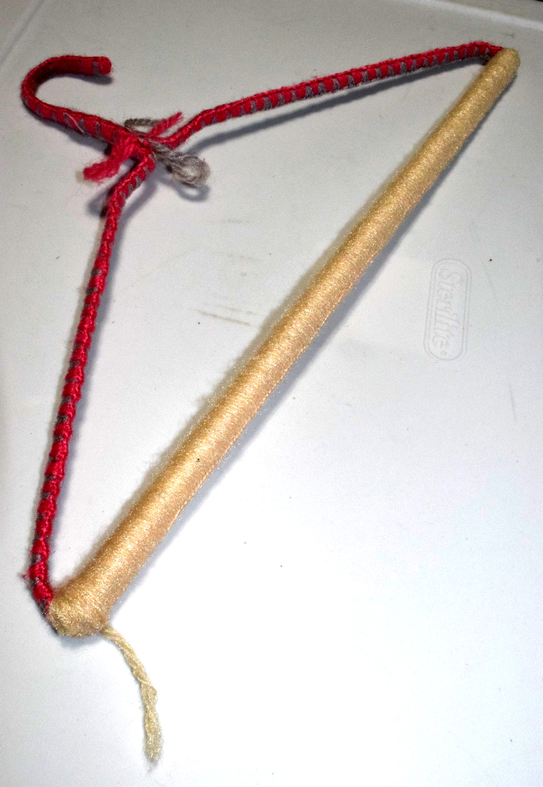 Vintage Yarn Wrapped Thick Wire Pant Hanger 50s 70s Rose Gray Cream Satin 16″