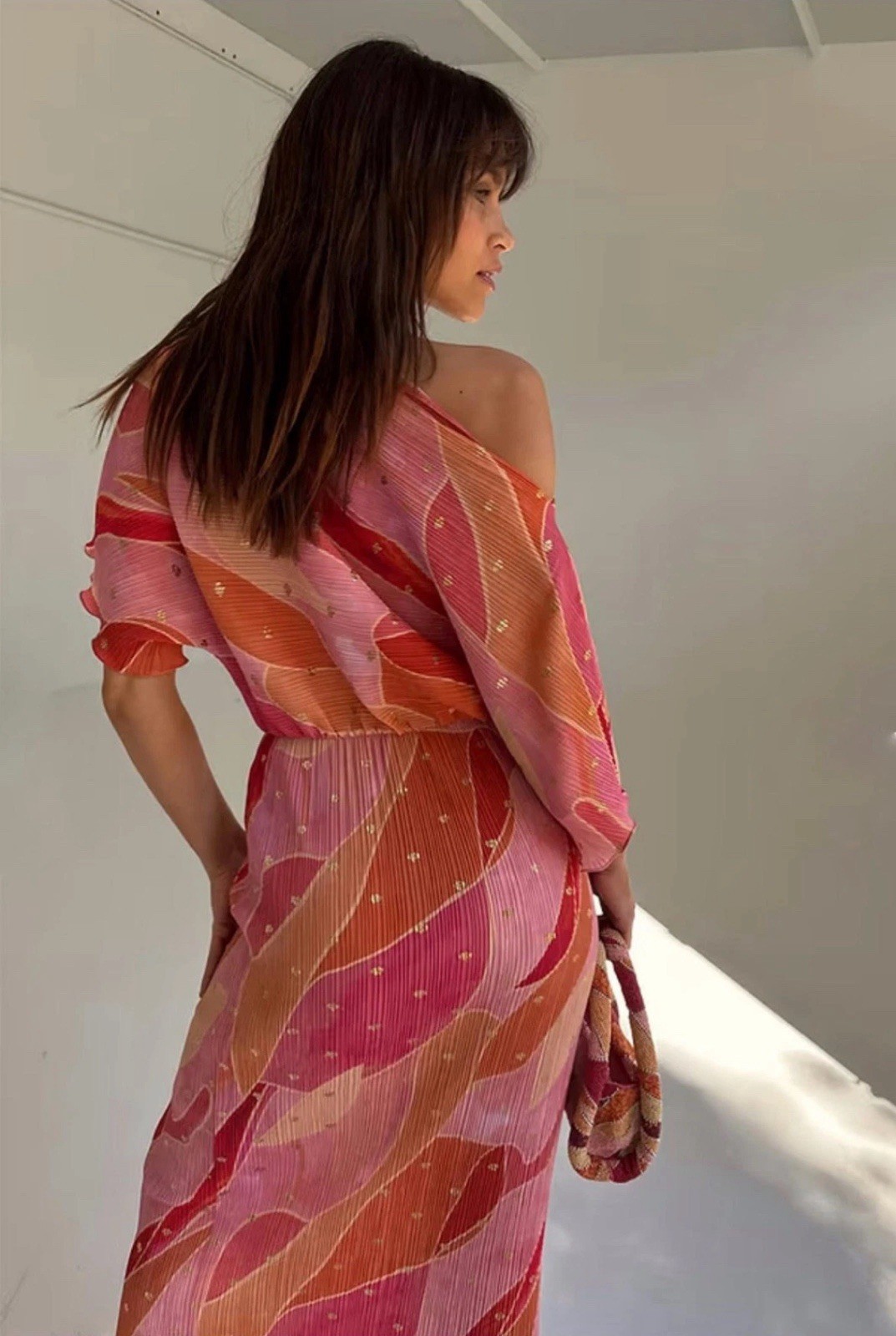 EX Never Fully Dressed Tilly Plisse Abstract Print Pink Dress XS – XL RRP £129