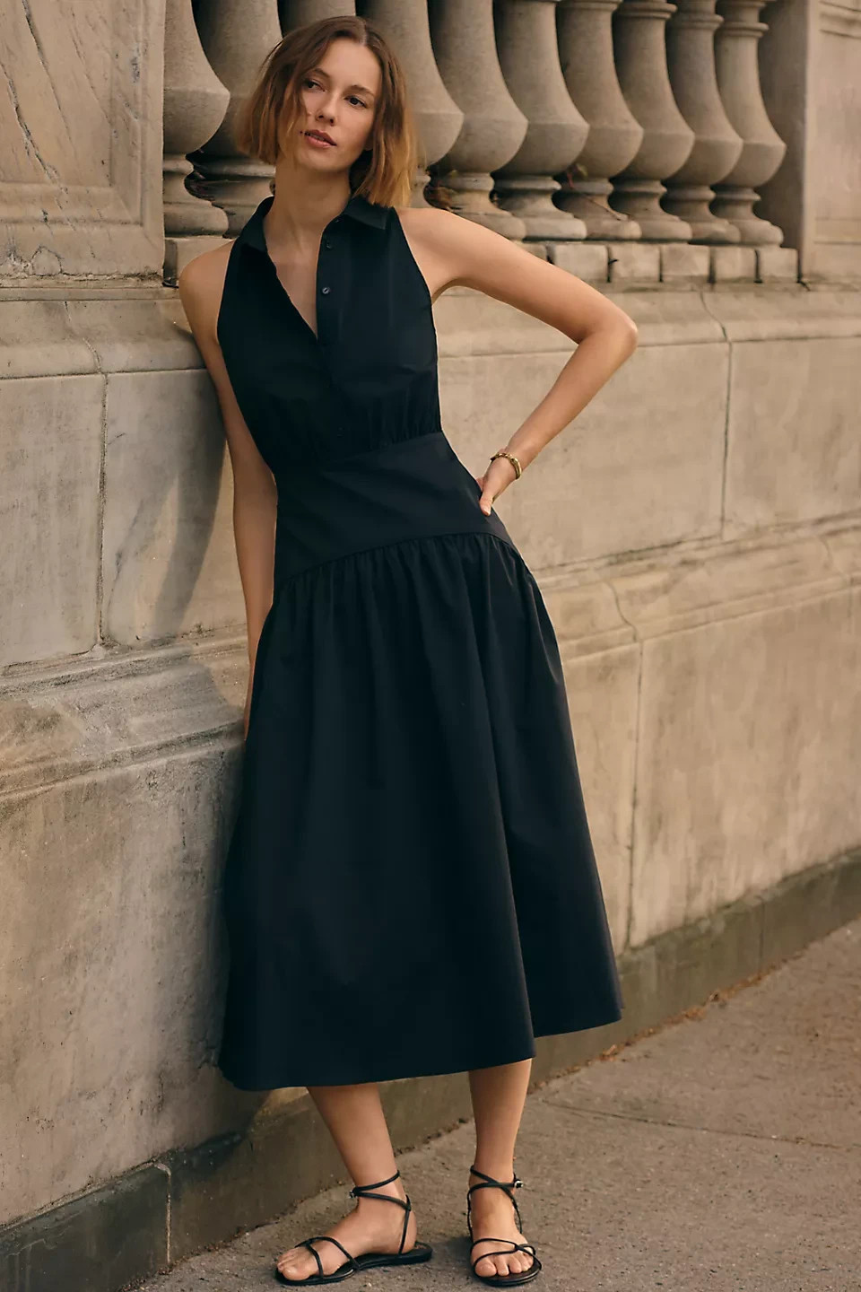 Anthropologie – Tobie Drop-Waist Midi Shirt Dress by Exquise