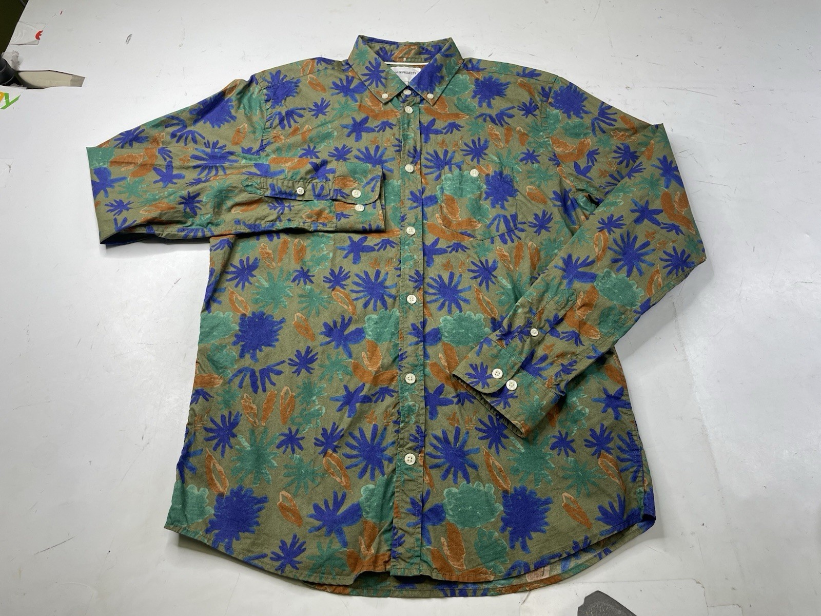 Norse Projects Mens Medium 100% Cotton Anton Botanical Shirt Button Down Floral