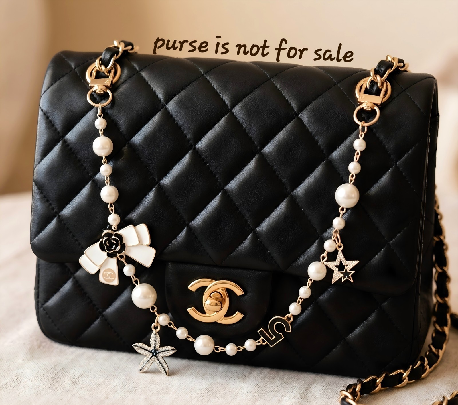 Classic Fashion Purse Bag Decor Chain Pearl Charm